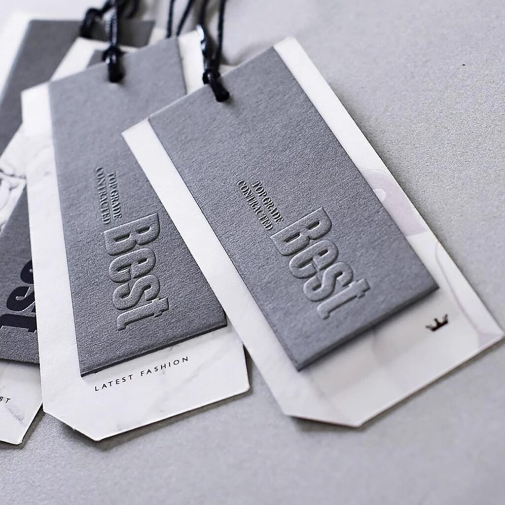 high end silk garment tags